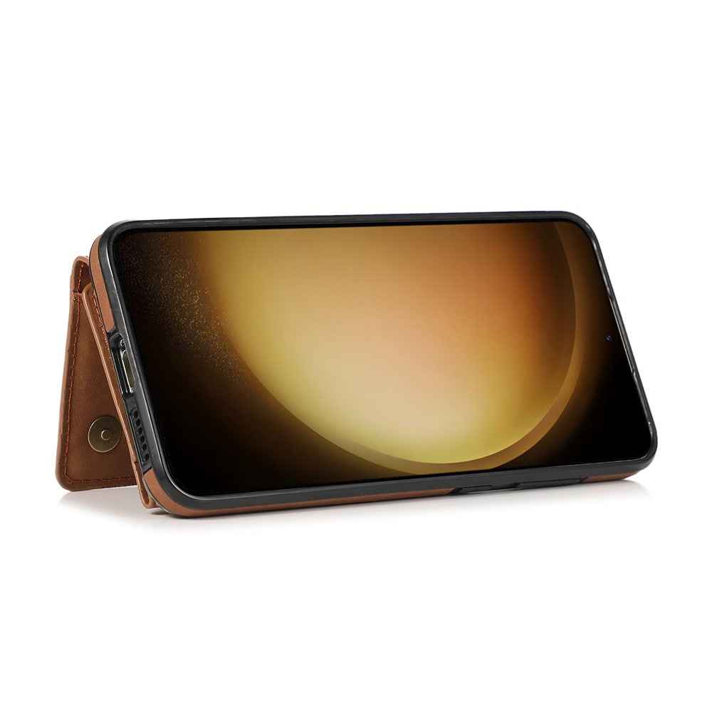 For Samsung Galaxy A57 5G Phone Case Tri-Fold Wallet Kickstand PU Leather + TPU Back Cover - Brown