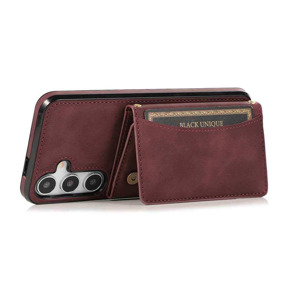 For Samsung Galaxy A57 5G Phone Case Tri-Fold Wallet Kickstand PU Leather + TPU Back Cover - Red