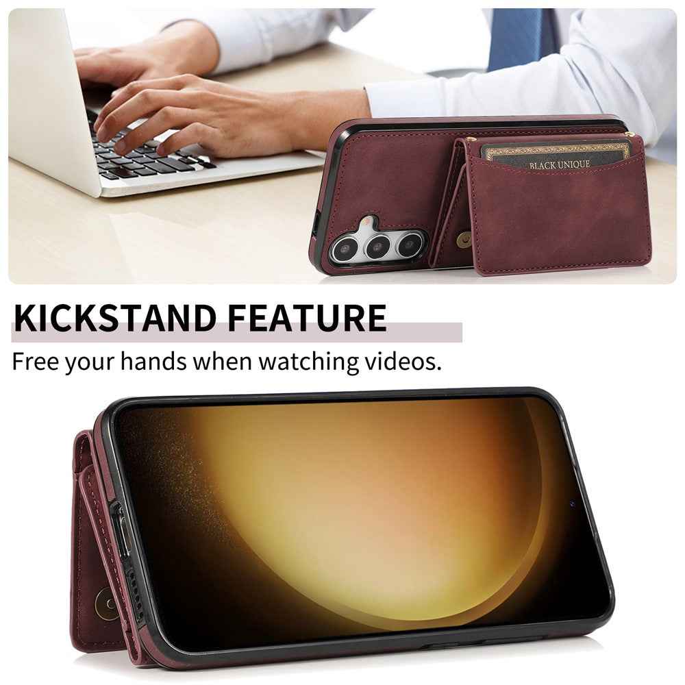 For Samsung Galaxy A57 5G Phone Case Tri-Fold Wallet Kickstand PU Leather + TPU Back Cover - Red
