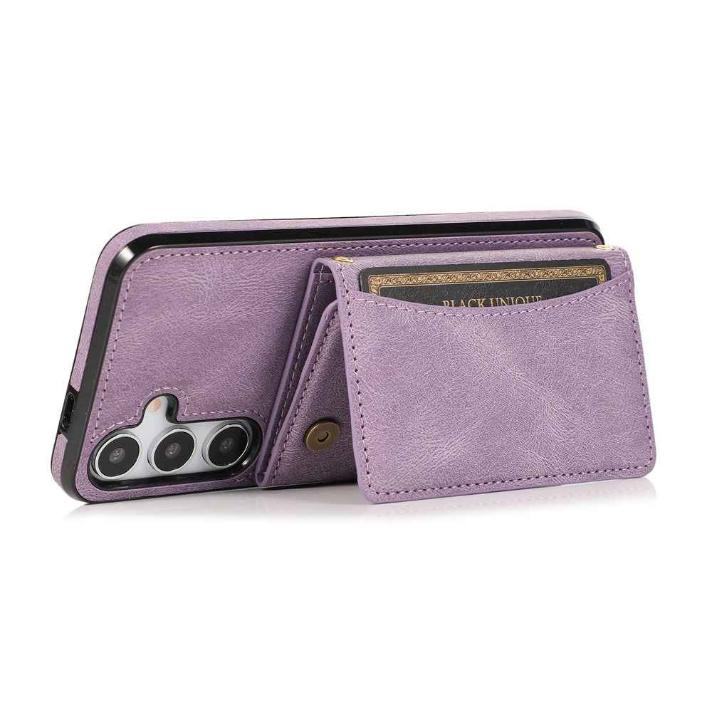 For Samsung Galaxy A57 5G Phone Case Tri-Fold Wallet Kickstand PU Leather + TPU Back Cover - Purple