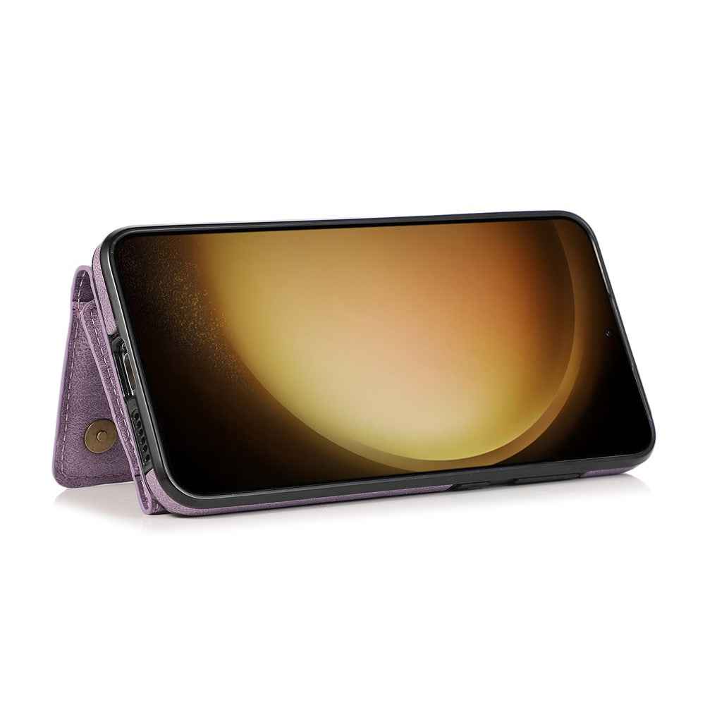 For Samsung Galaxy A57 5G Phone Case Tri-Fold Wallet Kickstand PU Leather + TPU Back Cover - Purple