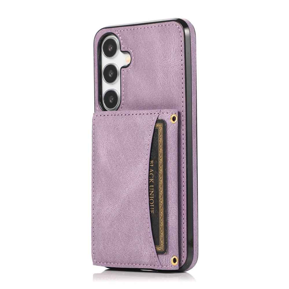 For Samsung Galaxy A57 5G Phone Case Tri-Fold Wallet Kickstand PU Leather + TPU Back Cover - Purple