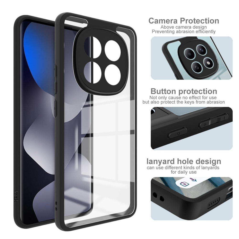 IMAK UX-9A Series Phone Case for Xiaomi Poco M8 5G / Redmi Note 15 5G (Global) / 15 4G (Global) TPU PC Cover Reinforced Corners - Transparent