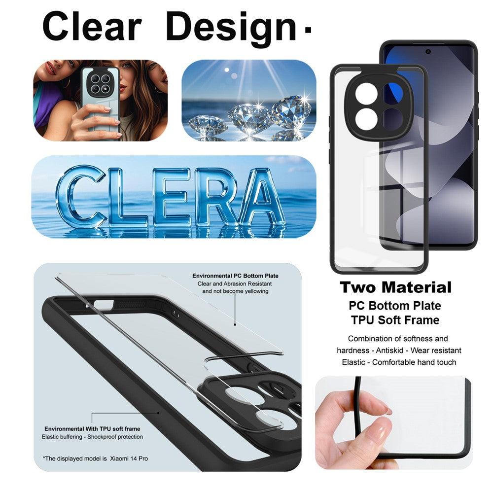 IMAK UX-9A Series Phone Case for Xiaomi Poco M8 5G / Redmi Note 15 5G (Global) / 15 4G (Global) TPU PC Cover Reinforced Corners - Transparent
