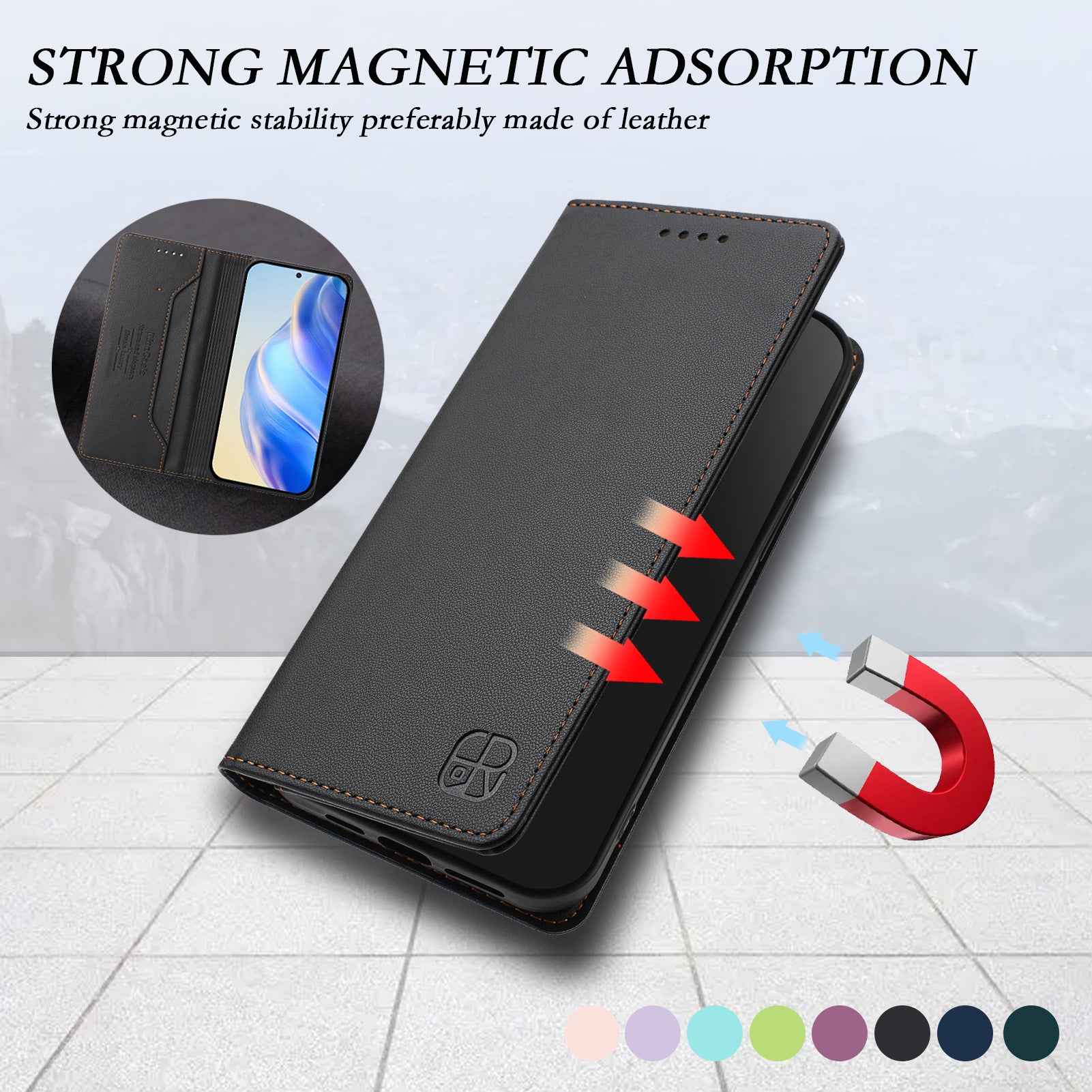 For Samsung Galaxy A57 5G Leather Case RINACASIS RC01 Phone Cover with RFID Blocking Wallet Stand - Black