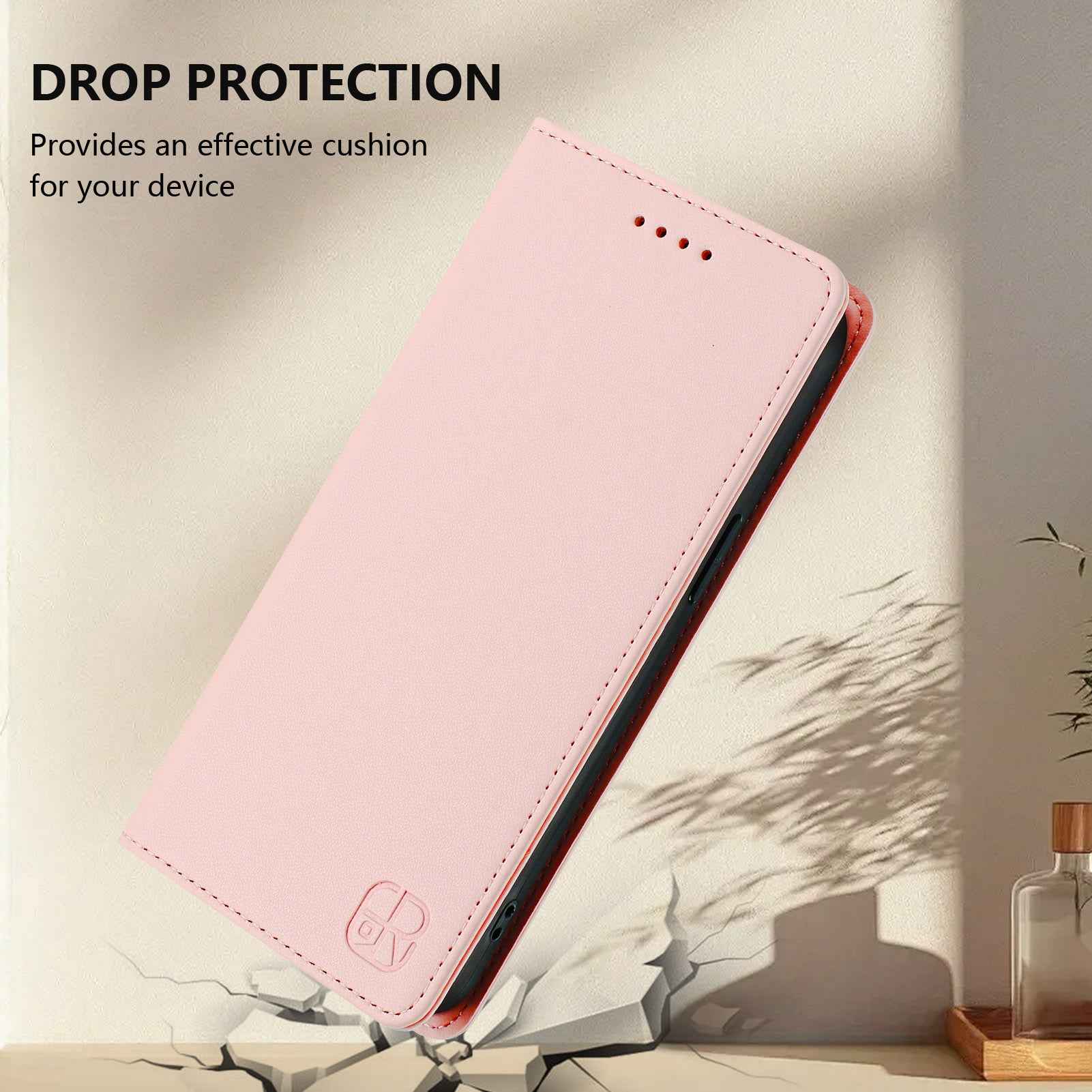 For Samsung Galaxy A57 5G Leather Case RINACASIS RC01 Phone Cover with RFID Blocking Wallet Stand - Pink