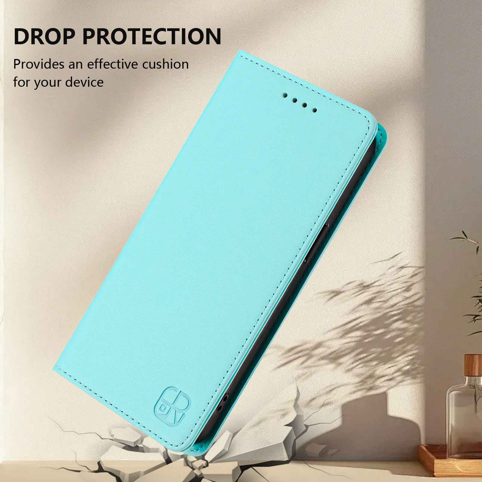For Samsung Galaxy A57 5G Leather Case RINACASIS RC01 Phone Cover with RFID Blocking Wallet Stand - Mint Green