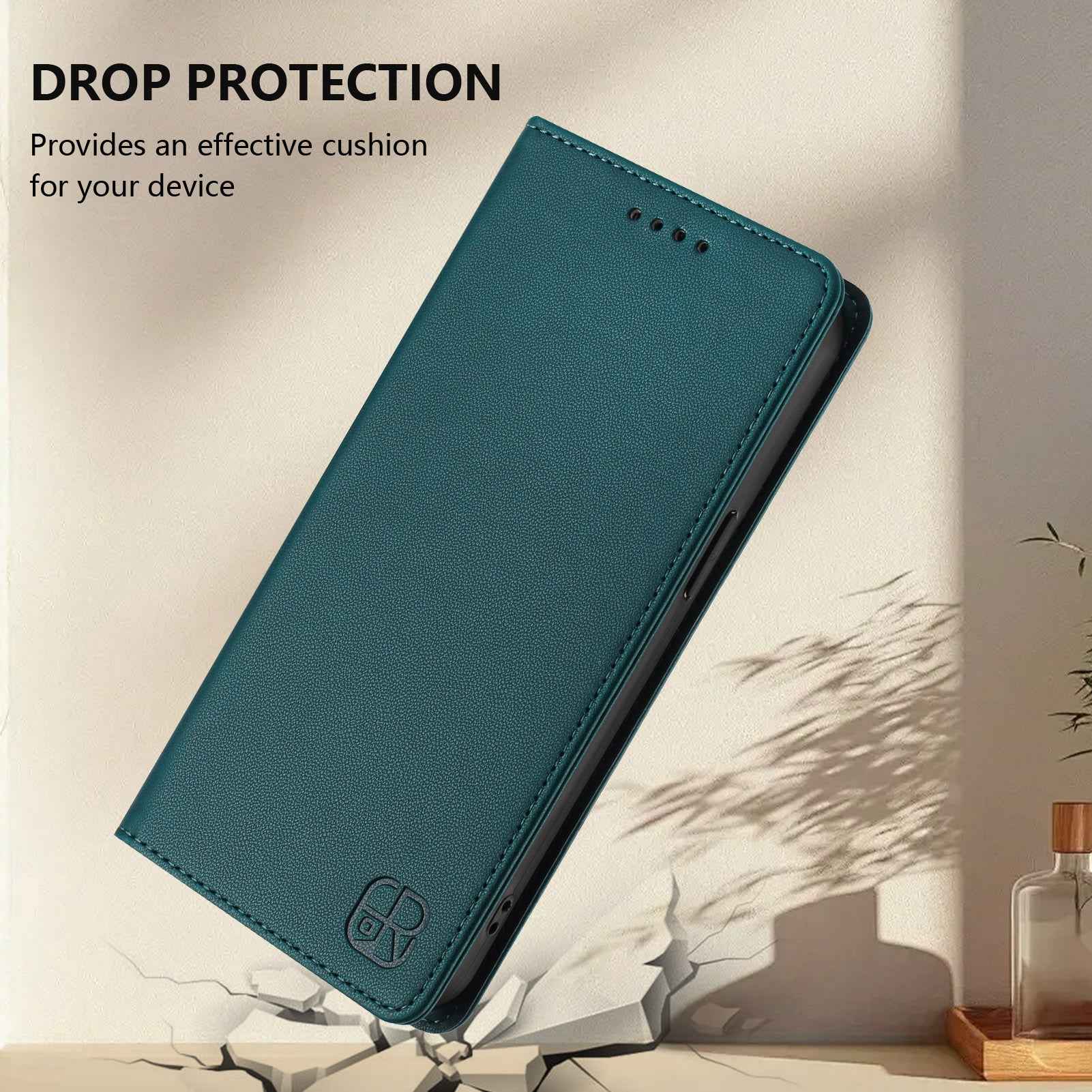 For Samsung Galaxy A57 5G Leather Case RINACASIS RC01 Phone Cover with RFID Blocking Wallet Stand - Dark Green