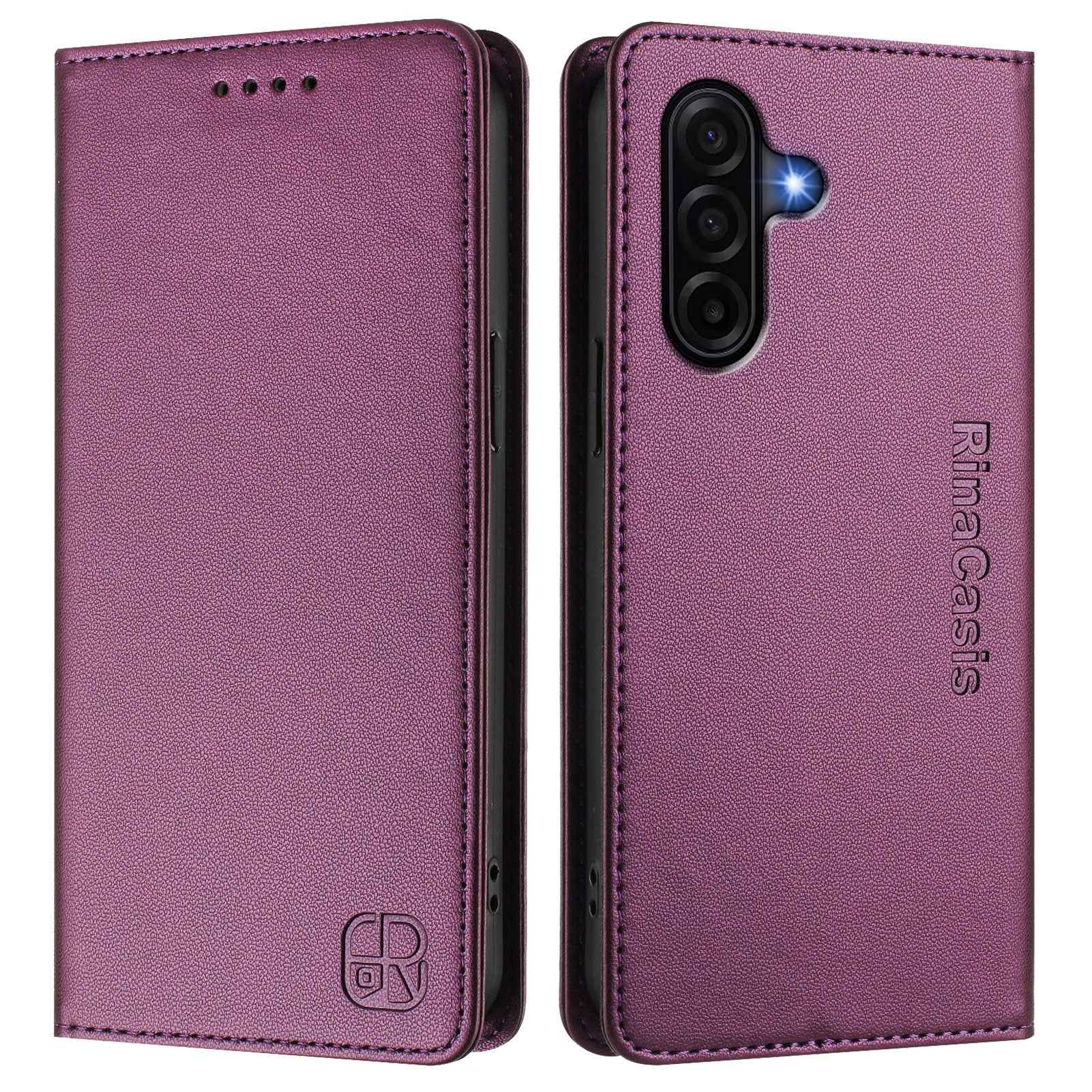 For Samsung Galaxy A57 5G Leather Case RINACASIS RC01 Phone Cover with RFID Blocking Wallet Stand - Violet