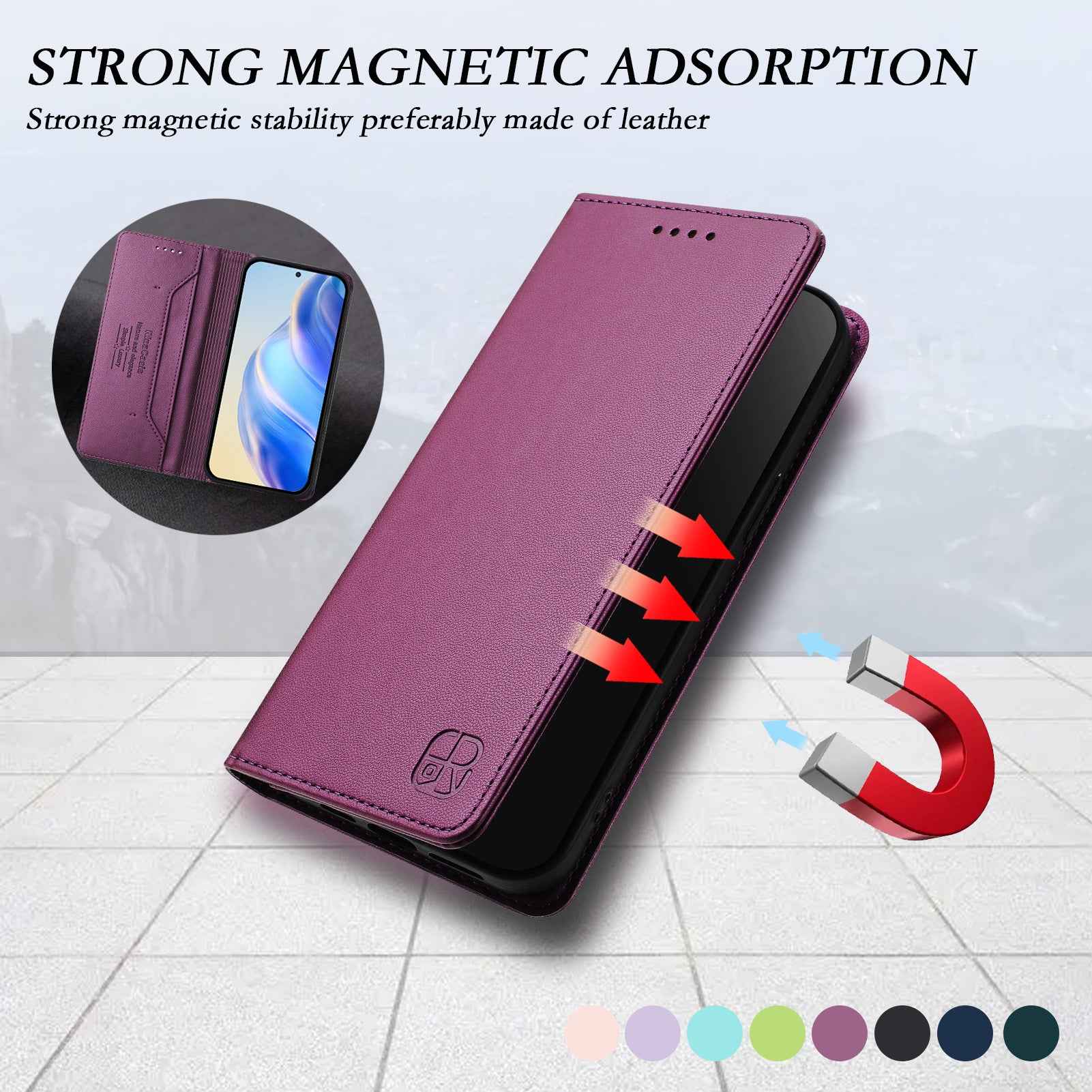 For Samsung Galaxy A57 5G Leather Case RINACASIS RC01 Phone Cover with RFID Blocking Wallet Stand - Violet