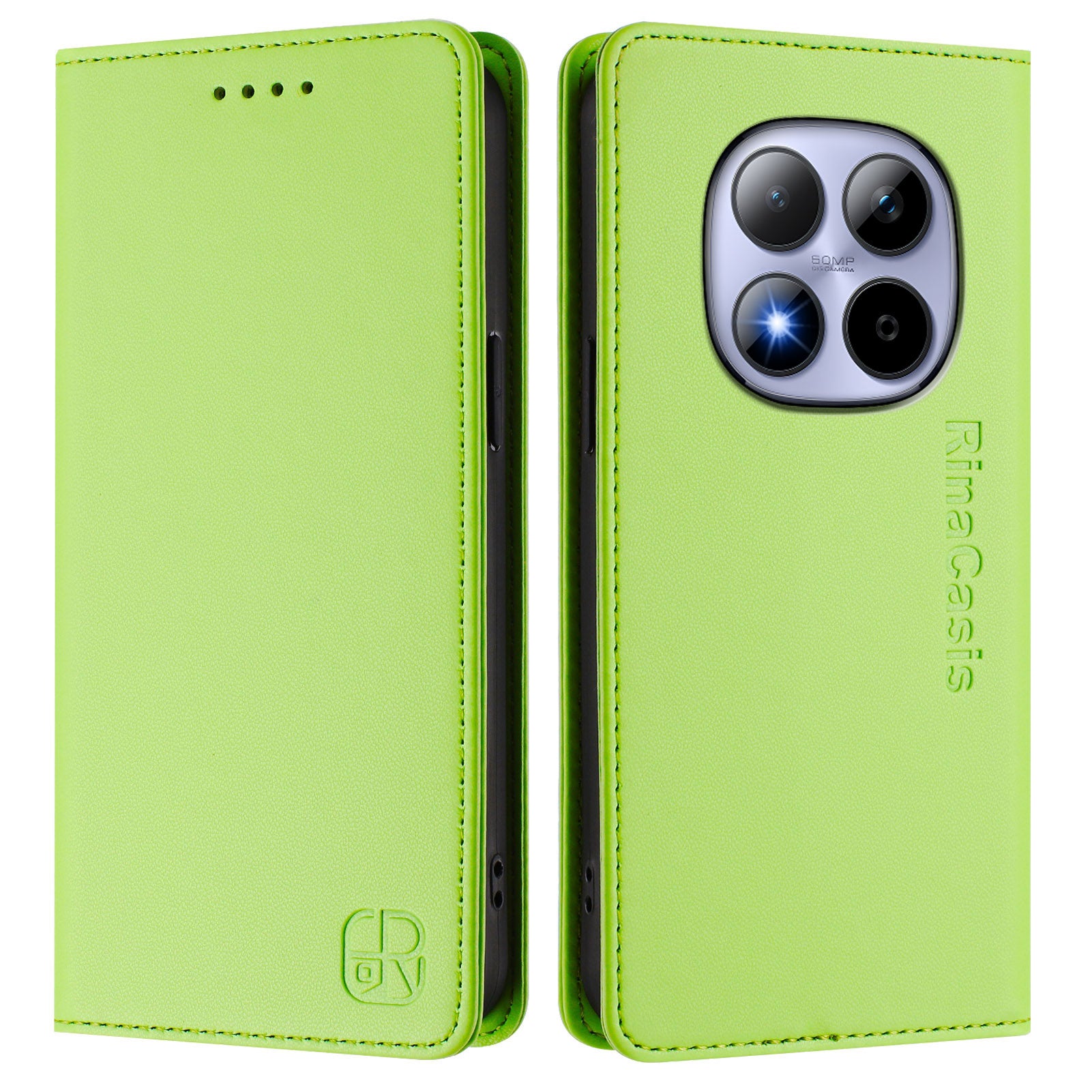 For Xiaomi Redmi Note 15 Pro 4G (Global) Leather Case RINACASIS RC01 Phone Cover with RFID Blocking Wallet Stand - Green