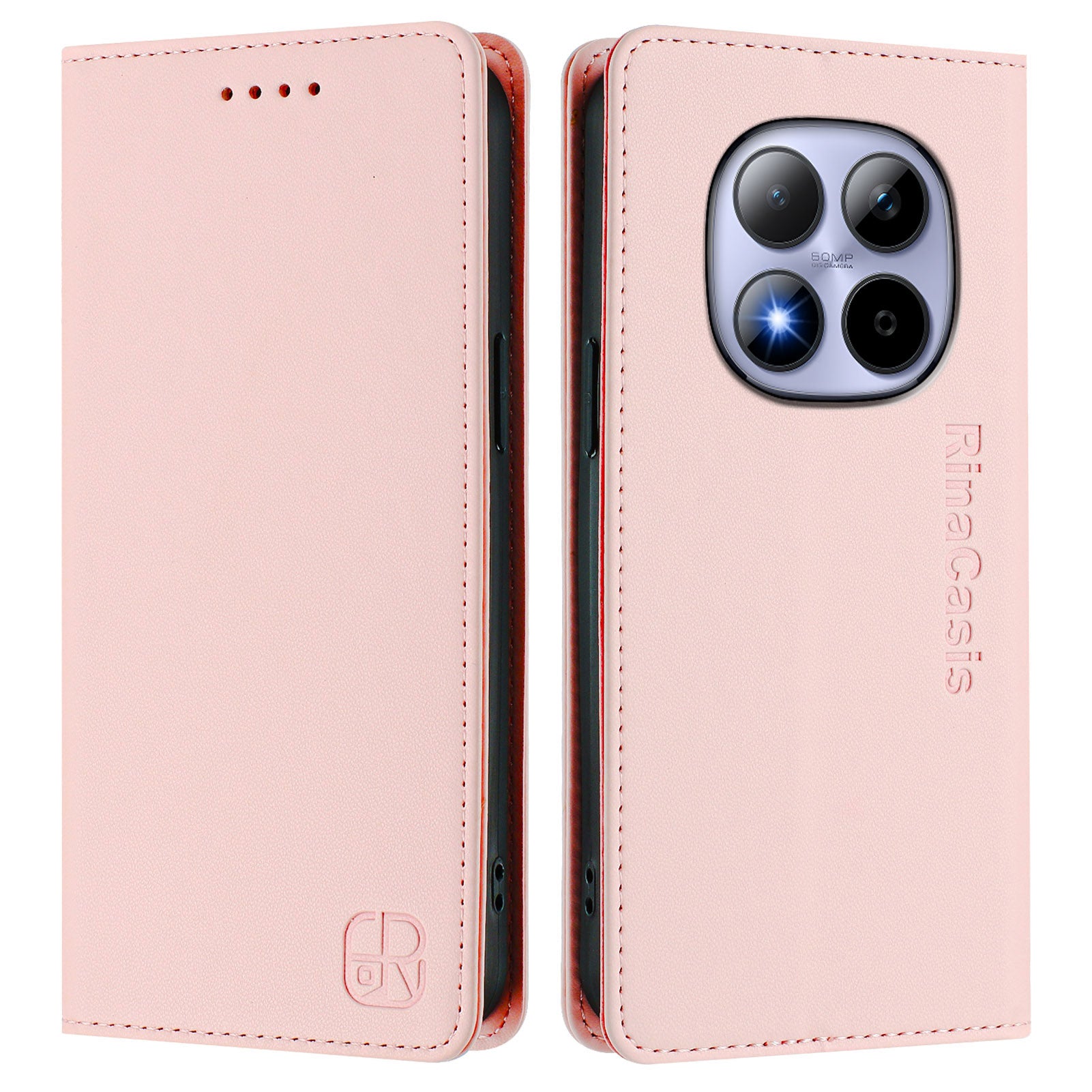 For Xiaomi Redmi Note 15 Pro 4G (Global) Leather Case RINACASIS RC01 Phone Cover with RFID Blocking Wallet Stand - Pink