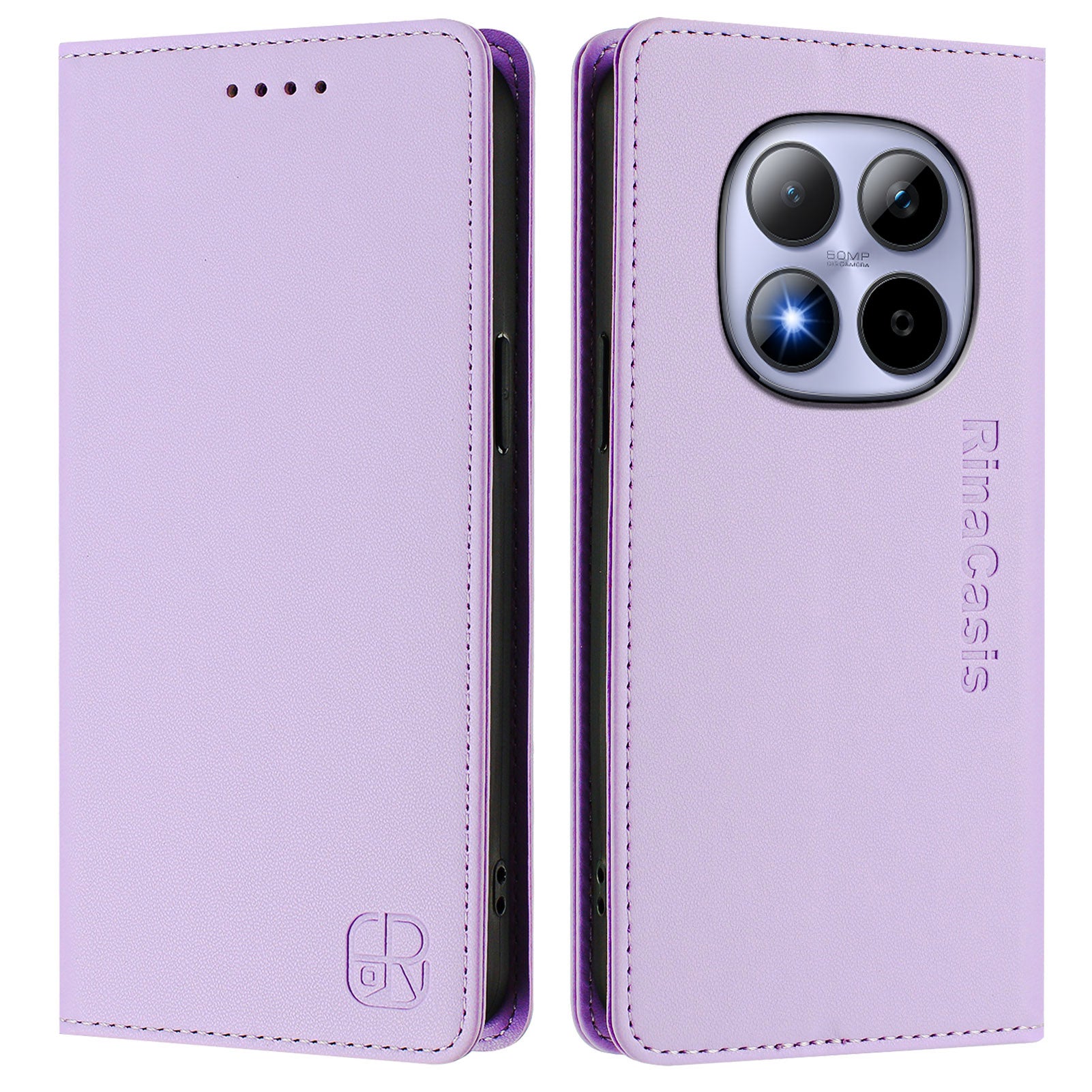 For Xiaomi Redmi Note 15 Pro 4G (Global) Leather Case RINACASIS RC01 Phone Cover with RFID Blocking Wallet Stand - Light Purple