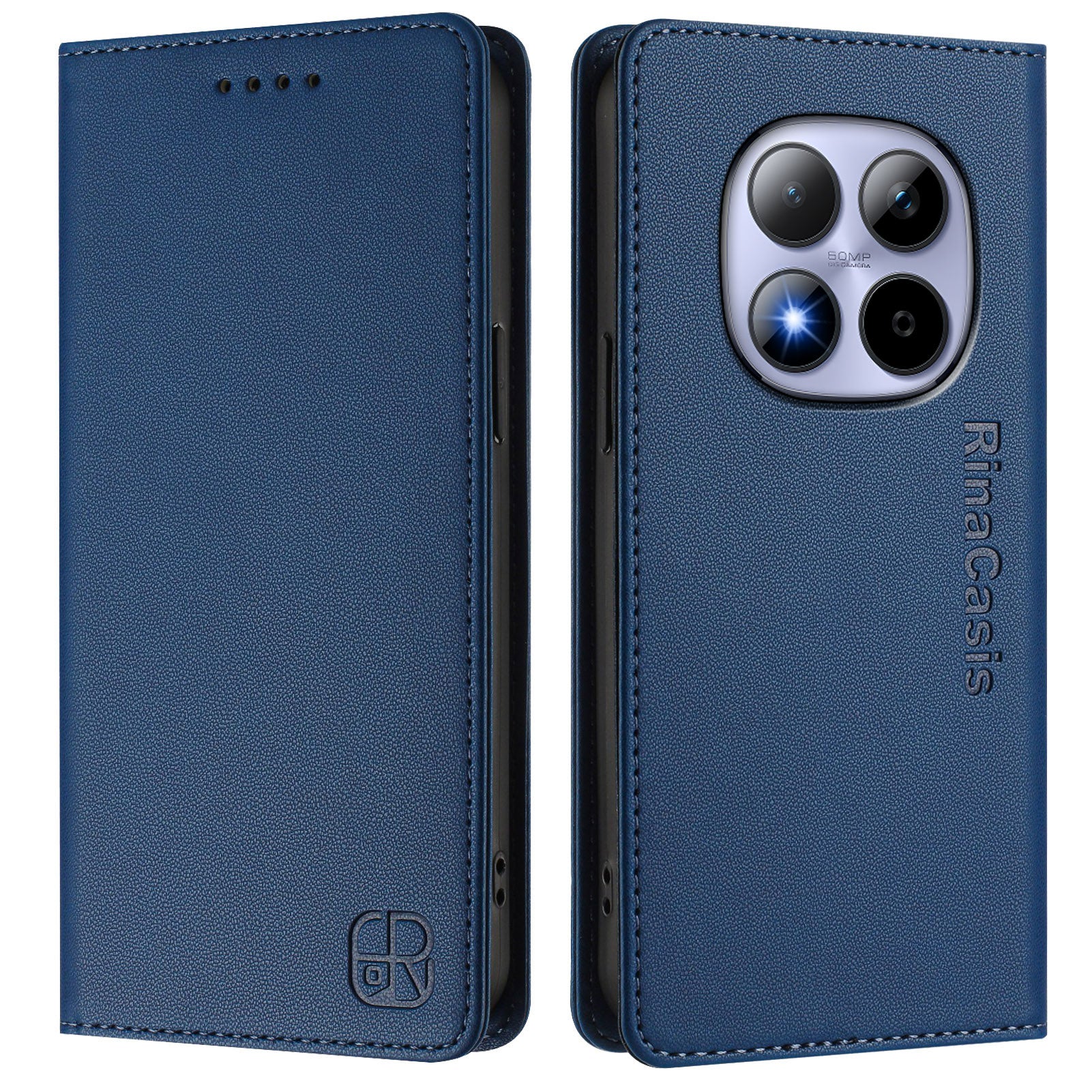 For Xiaomi Redmi Note 15 Pro 4G (Global) Leather Case RINACASIS RC01 Phone Cover with RFID Blocking Wallet Stand - Dark Blue