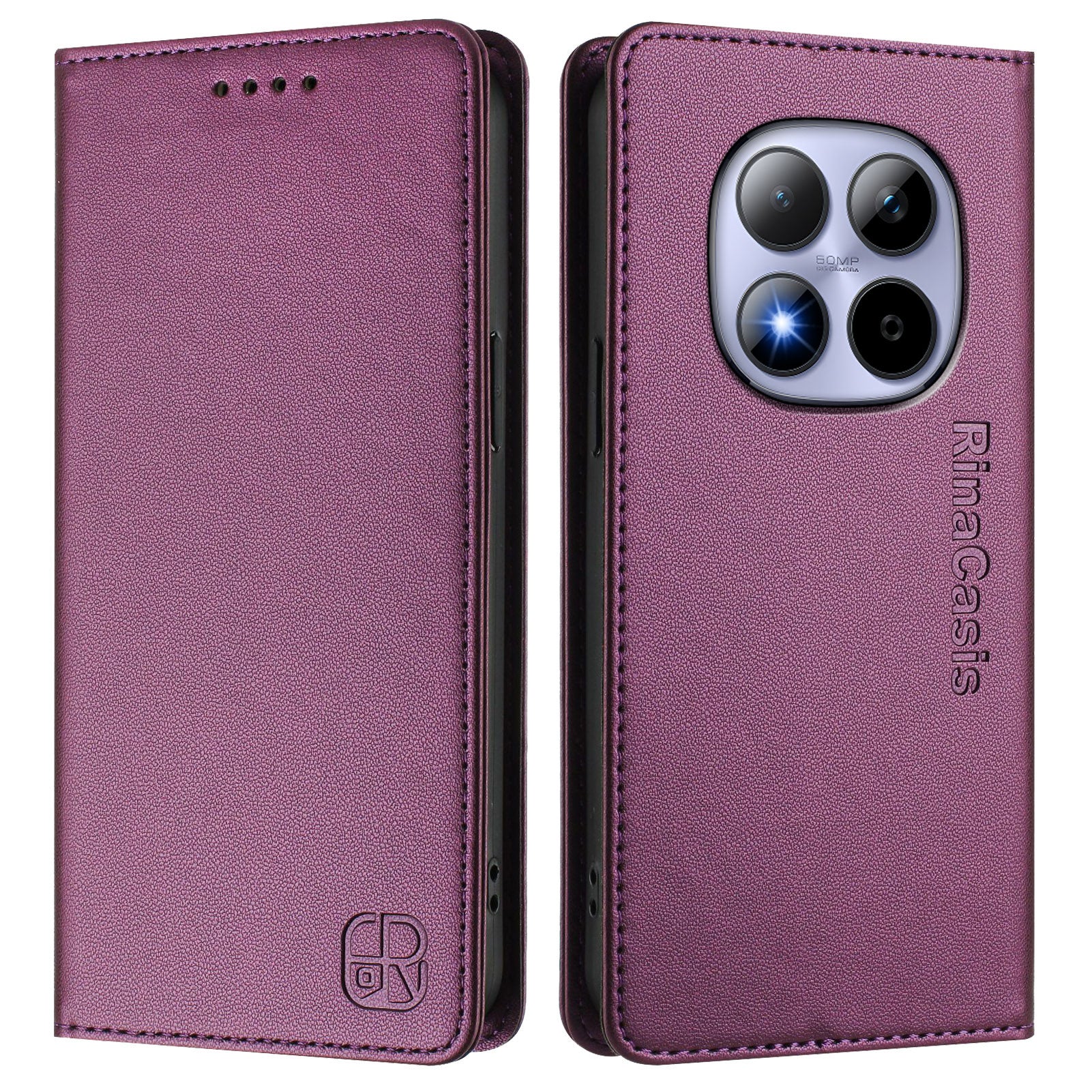 For Xiaomi Redmi Note 15 Pro 4G (Global) Leather Case RINACASIS RC01 Phone Cover with RFID Blocking Wallet Stand - Violet