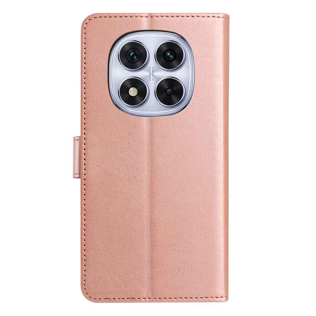 For Xiaomi Redmi Note 15 Pro 4G (Global) Wallet Phone Case Stand PU Leather Folio Flip Cover with 8 Card Slot - Rose Gold