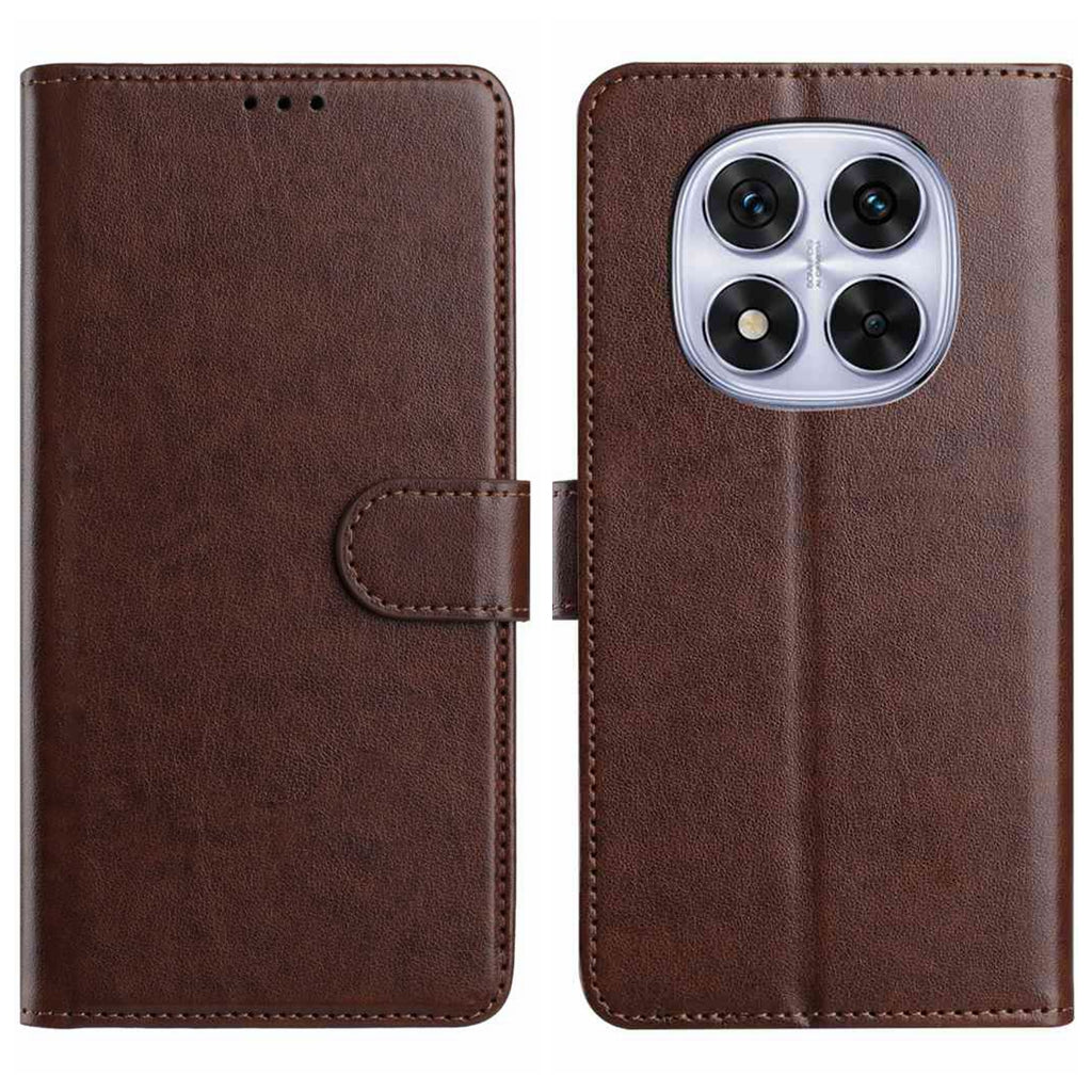 For Xiaomi Redmi Note 15 Pro 4G (Global) Wallet Phone Case Stand PU Leather Folio Flip Cover with 8 Card Slot - Coffee