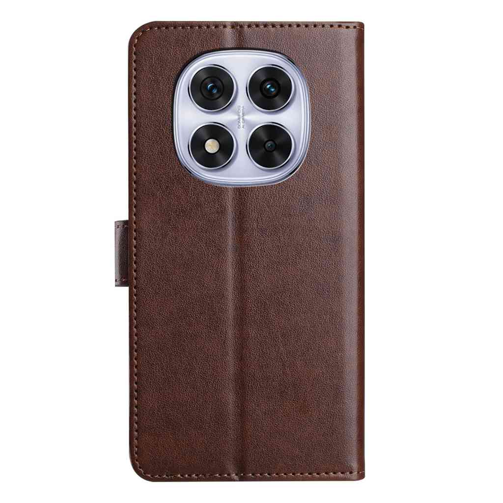 For Xiaomi Redmi Note 15 Pro 4G (Global) Wallet Phone Case Stand PU Leather Folio Flip Cover with 8 Card Slot - Coffee