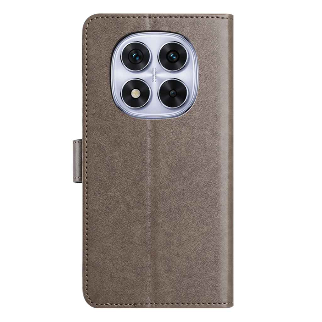 For Xiaomi Redmi Note 15 Pro 4G (Global) Wallet Phone Case Stand PU Leather Folio Flip Cover with 8 Card Slot - Grey