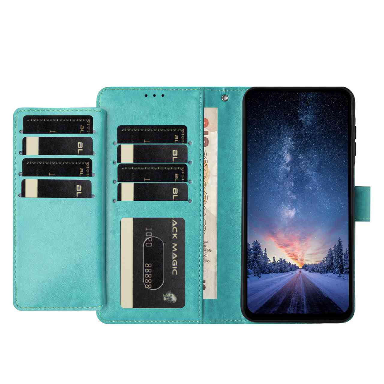 For Xiaomi Redmi Note 15 4G (Global) / Xiaomi Poco M8 5G / Xiaomi Redmi Note 15 5G (Global) Wallet Phone Case Stand PU Leather Folio Flip Cover with 8 Card Slot - Green