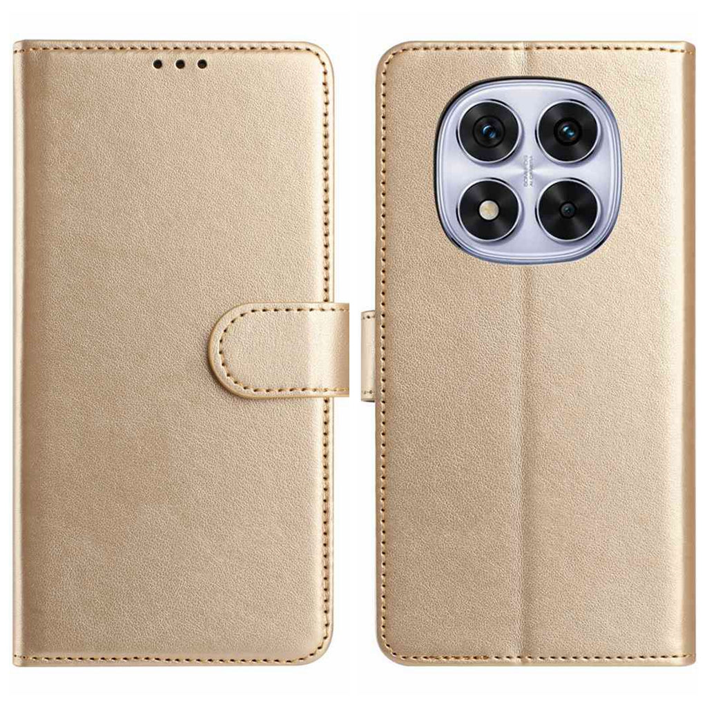 For Xiaomi Redmi Note 15 4G (Global) / Xiaomi Poco M8 5G / Xiaomi Redmi Note 15 5G (Global) Wallet Phone Case Stand PU Leather Folio Flip Cover with 8 Card Slot - Gold