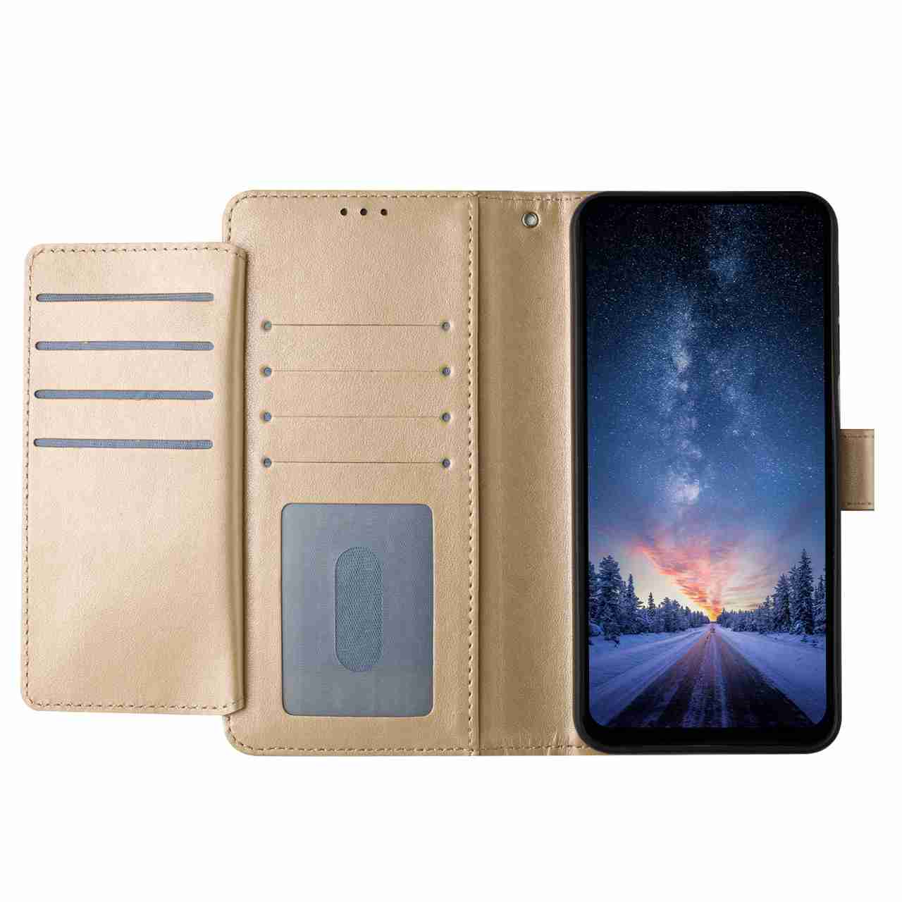 For Xiaomi Redmi Note 15 4G (Global) / Xiaomi Poco M8 5G / Xiaomi Redmi Note 15 5G (Global) Wallet Phone Case Stand PU Leather Folio Flip Cover with 8 Card Slot - Gold