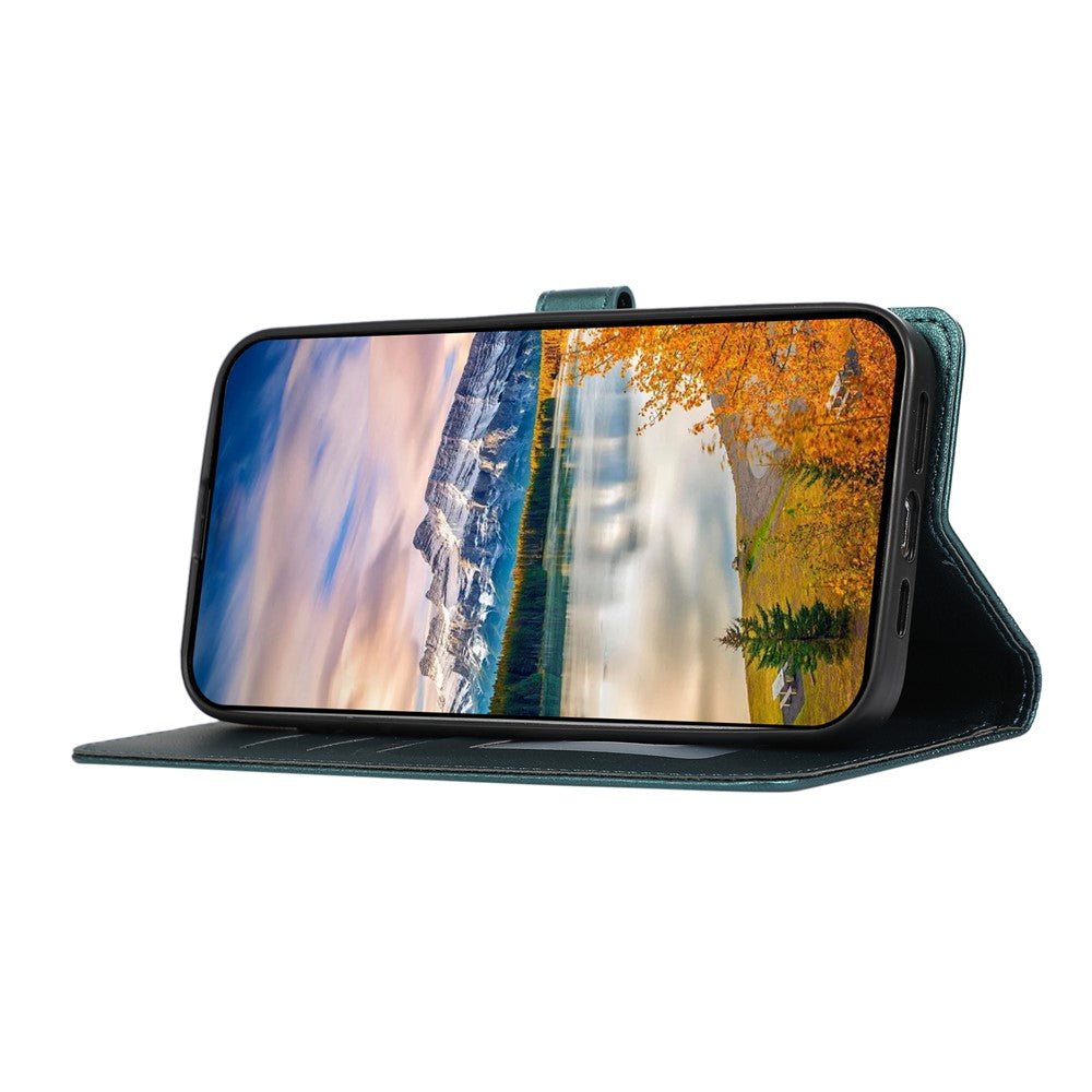 For Xiaomi 17 Pro Max Case Splicing Imprinted Rhombus Leather Cover with Wrist Strap - Green