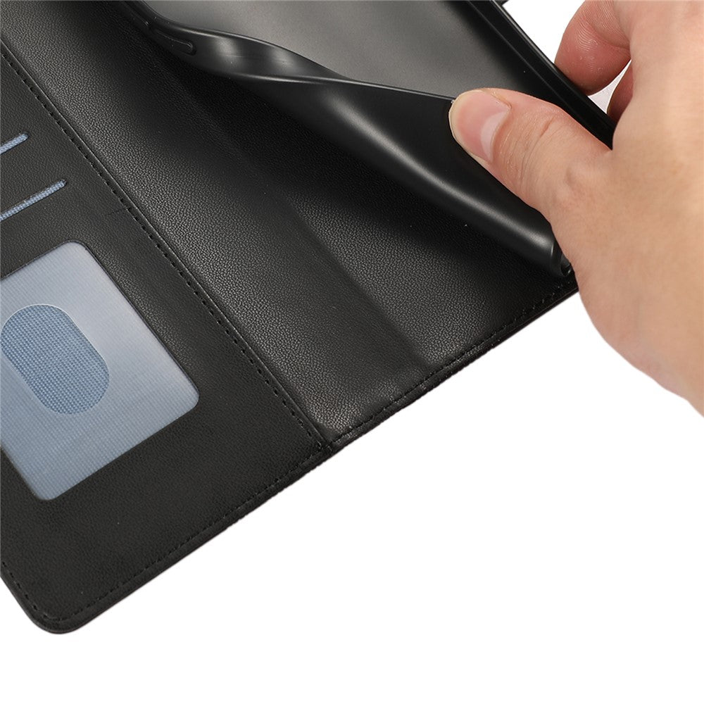 For Xiaomi 17 Pro Max Case Splicing Imprinted Rhombus Leather Cover with Wrist Strap - Black