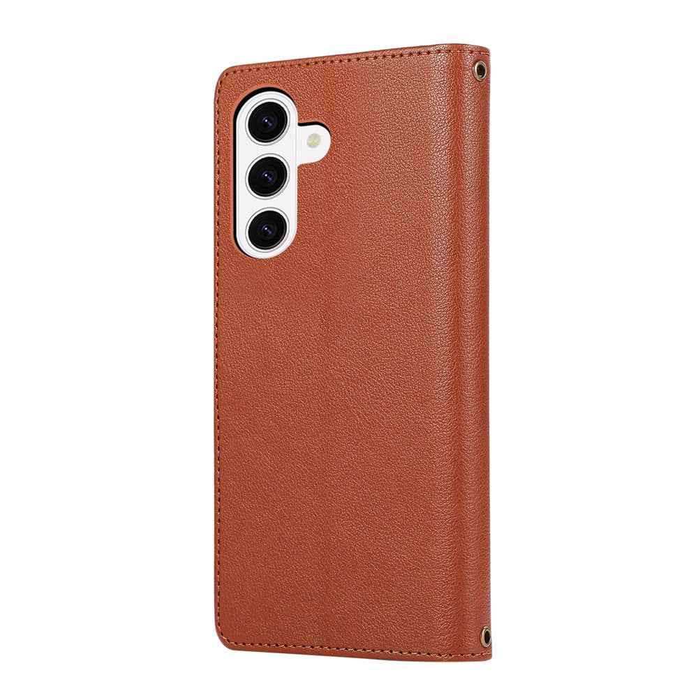 For Samsung Galaxy A57 5G Case Multi Card Slots Zipper Leather Phone Cover with Wrist Strap - Brown