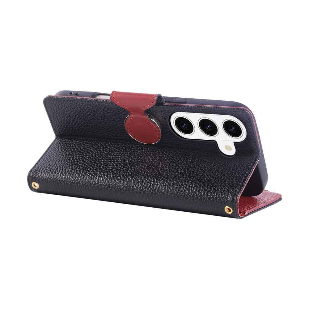 For Samsung Galaxy A57 5G Case Zipper Wallet Leather Phone Cover with Wrist Strap - Black