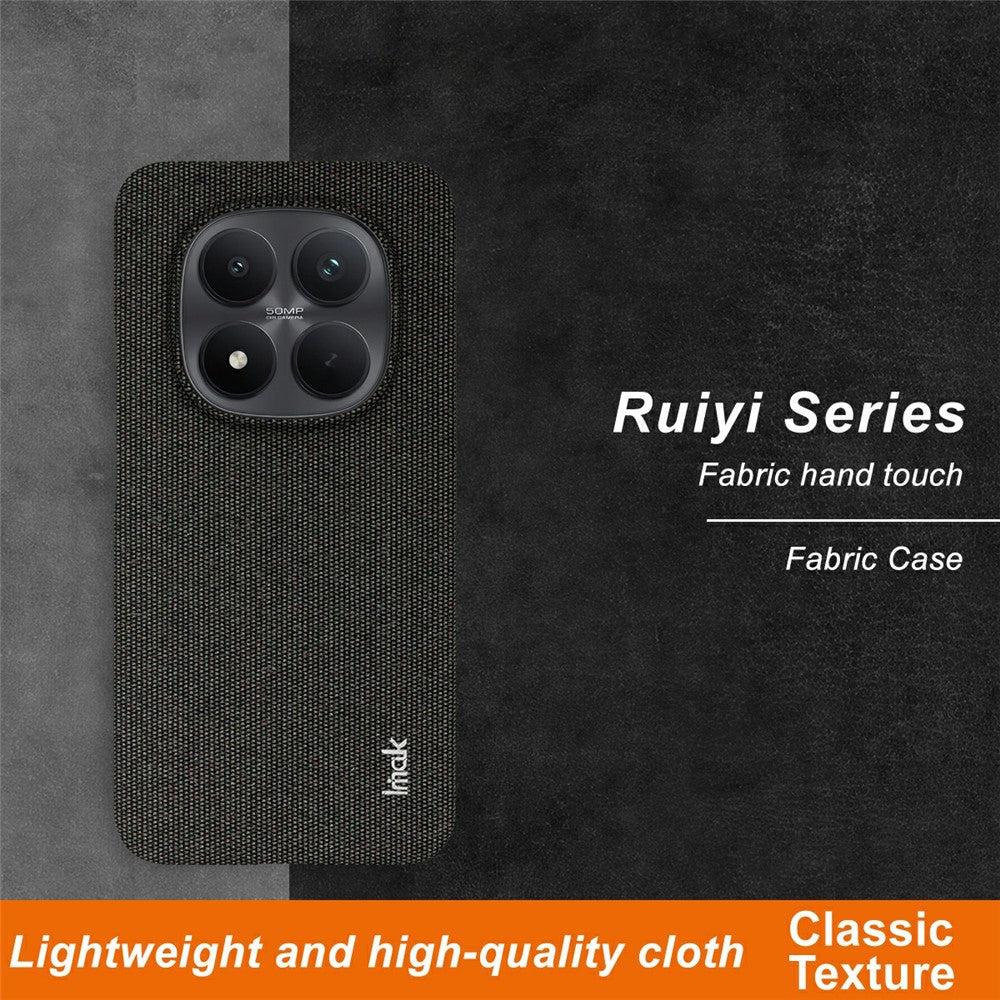IMAK Ruiyi Series for Xiaomi Redmi Note 15 Pro 5G (Global) Case Fabric Texture Leather + PC Phone Back Cover - Black