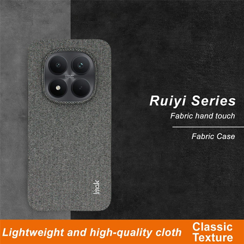 IMAK Ruiyi Series for Xiaomi Redmi Note 15 Pro 5G (Global) Case Fabric Texture Leather + PC Phone Back Cover - Dark Grey