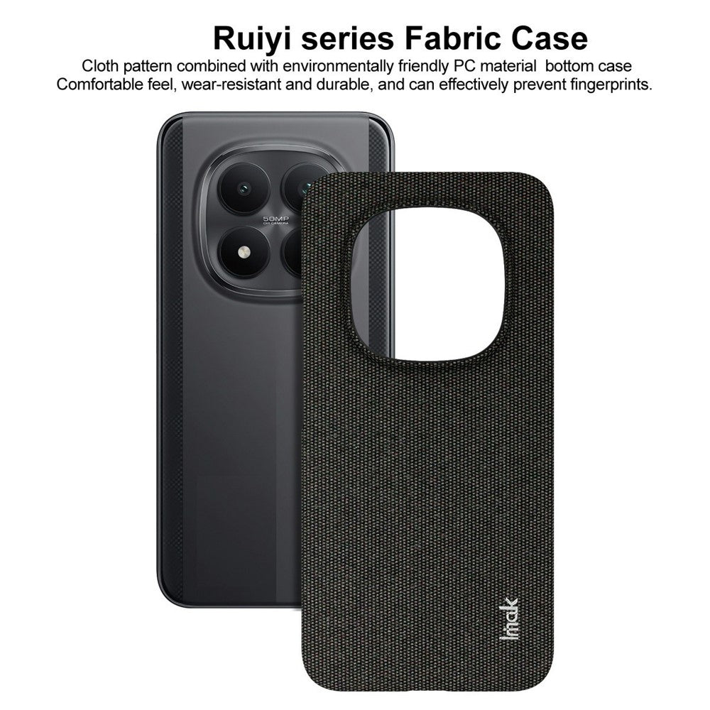 IMAK Ruiyi Series for Xiaomi Redmi Note 15 Pro 5G (Global) Case Fabric Texture Leather + PC Phone Back Cover - Dark Grey