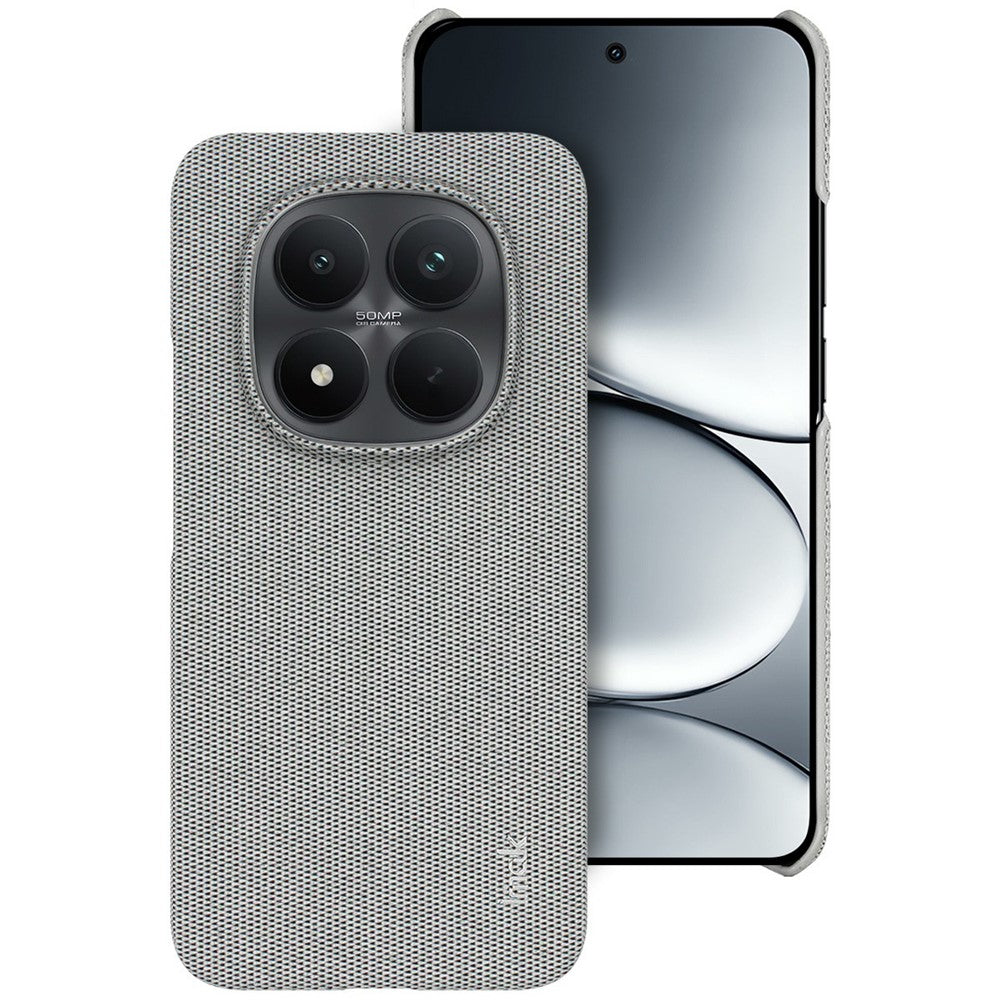 IMAK Ruiyi Series for Xiaomi Redmi Note 15 Pro 5G (Global) Case Fabric Texture Leather + PC Phone Back Cover - Light Grey