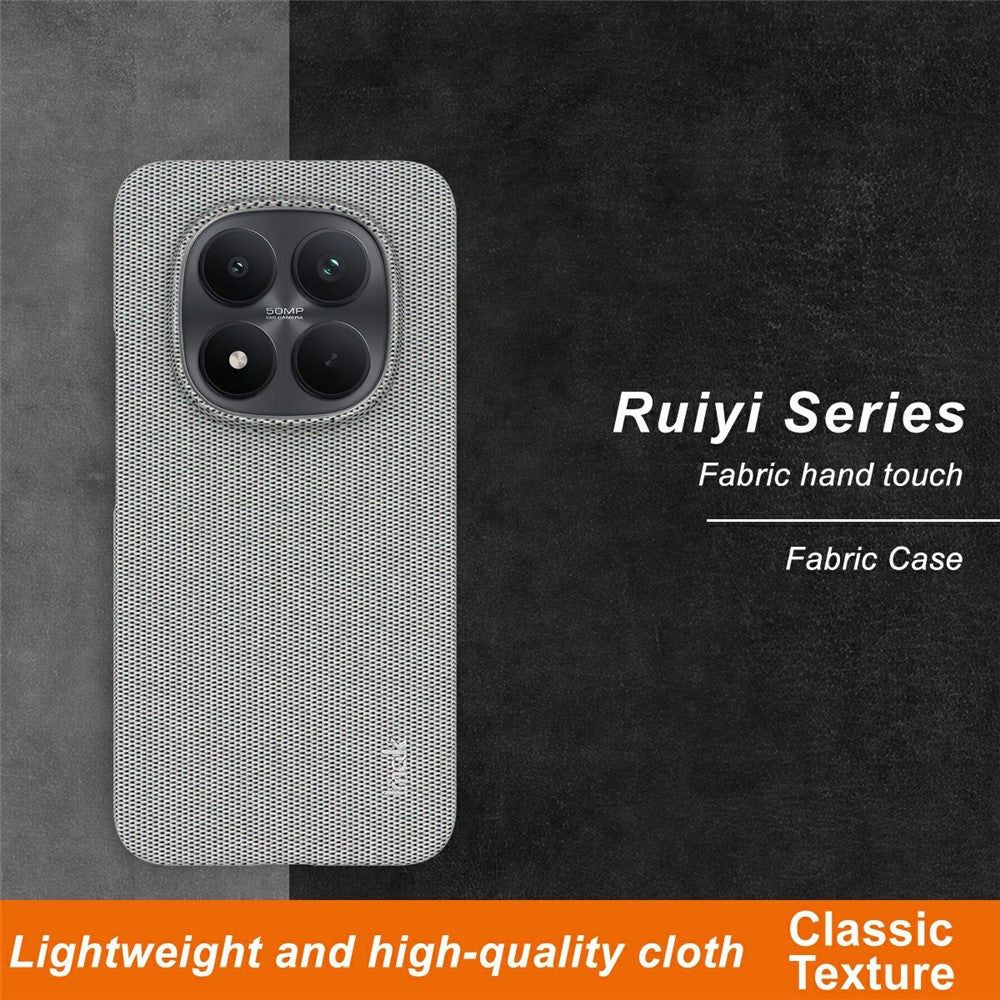 IMAK Ruiyi Series for Xiaomi Redmi Note 15 Pro 5G (Global) Case Fabric Texture Leather + PC Phone Back Cover - Light Grey