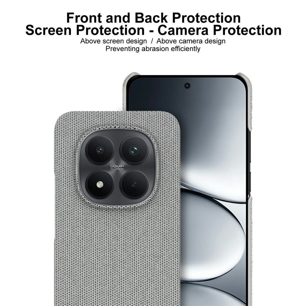 IMAK Ruiyi Series for Xiaomi Redmi Note 15 Pro 5G (Global) Case Fabric Texture Leather + PC Phone Back Cover - Light Grey