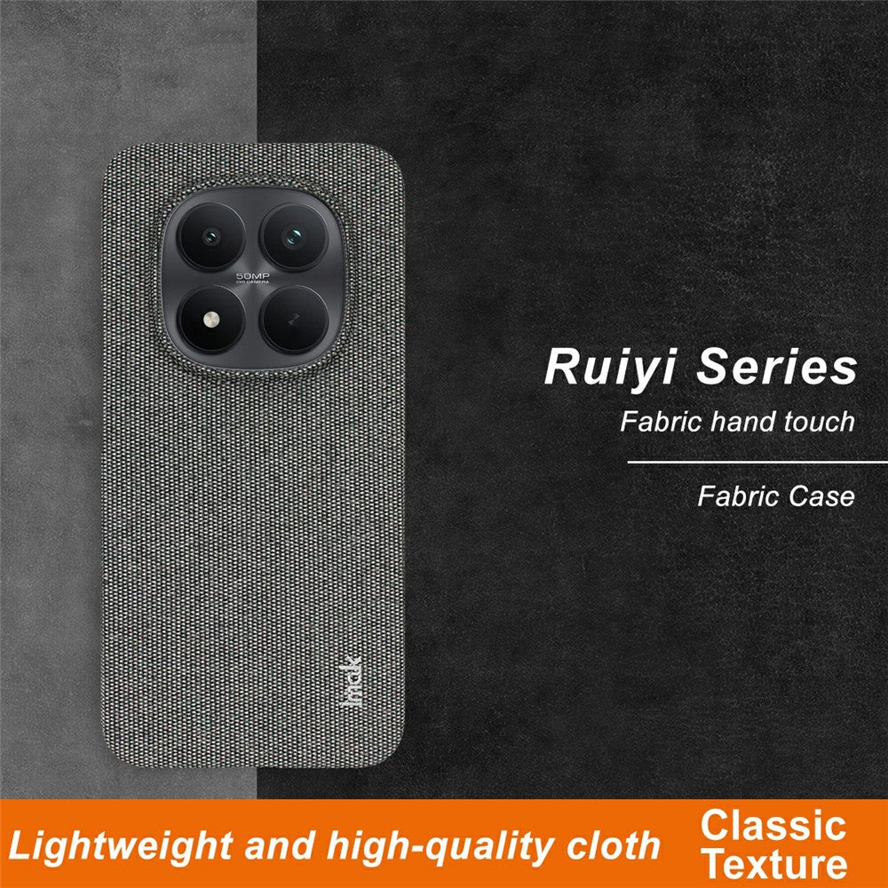 IMAK Ruiyi Series for Xiaomi Poco M8 Pro 5G / Redmi Note 15 Pro+ 5G (Global) Case Fabric Texture Leather + PC Phone Back Cover - Dark Grey