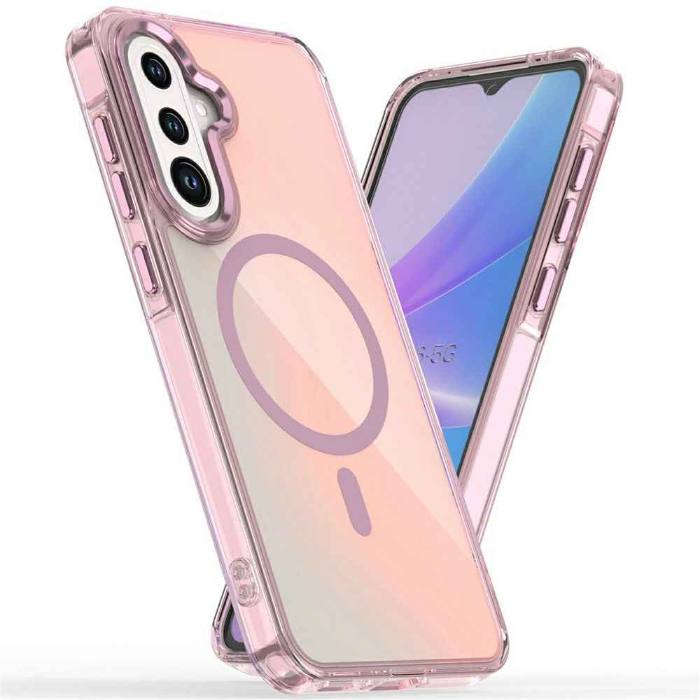 For Samsung Galaxy A57 5G Magnetic Case Cute Fluorescent Design TPU Phone Back Cover - Pink