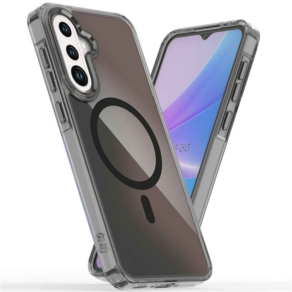 For Samsung Galaxy A57 5G Magnetic Case Cute Fluorescent Design TPU Phone Back Cover - Black