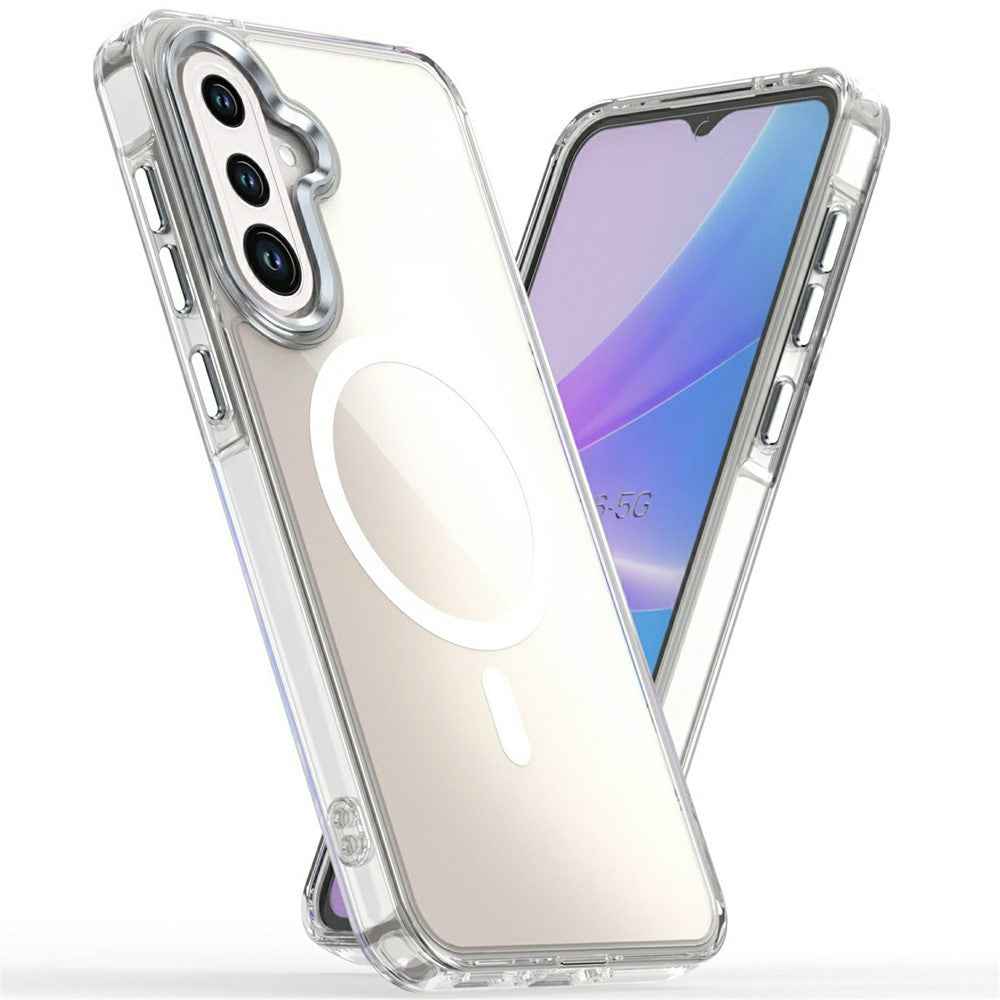 For Samsung Galaxy A57 5G Magnetic Case Cute Fluorescent Design TPU Phone Back Cover - White