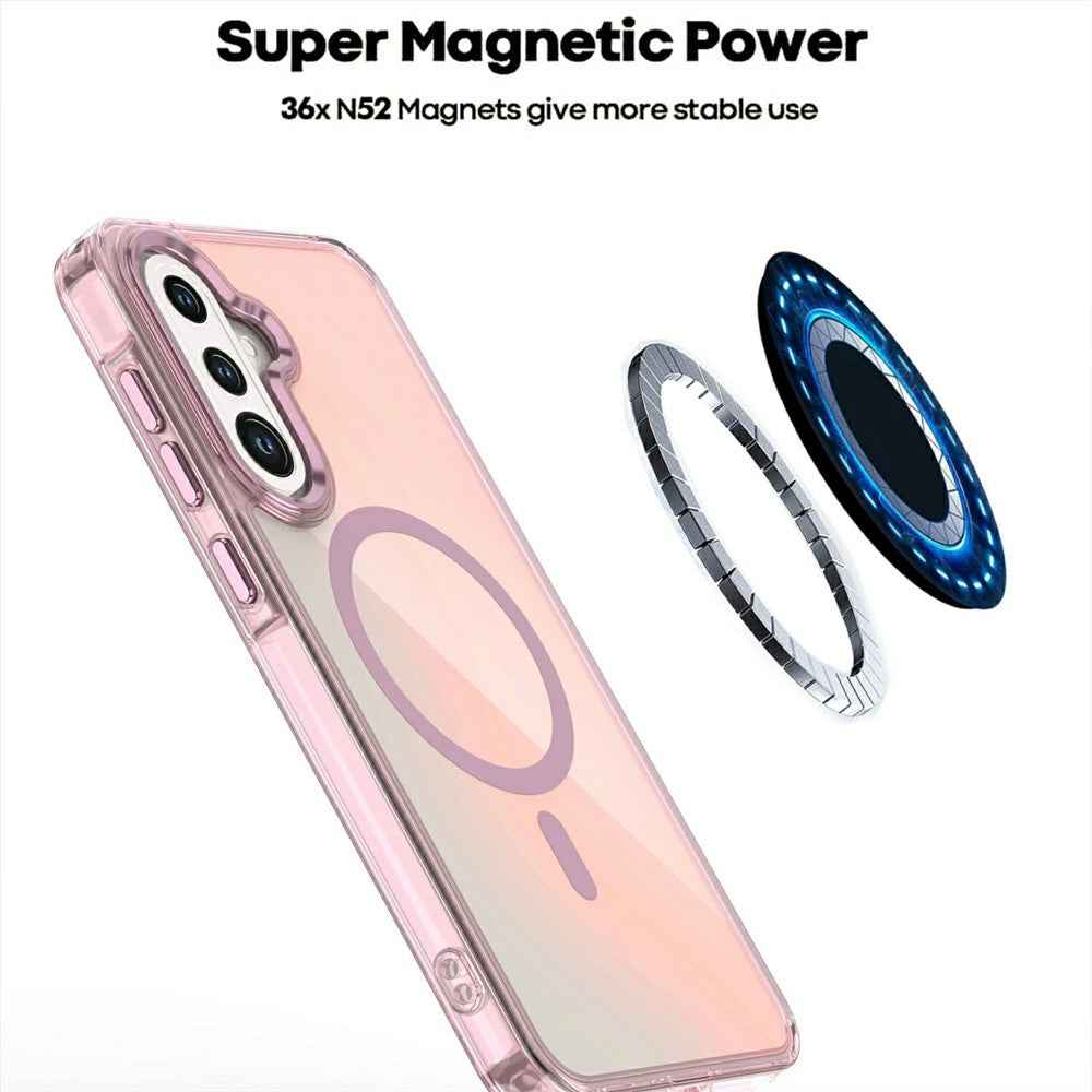 For Samsung Galaxy A57 5G Magnetic Case Cute Fluorescent Design TPU Phone Back Cover - White