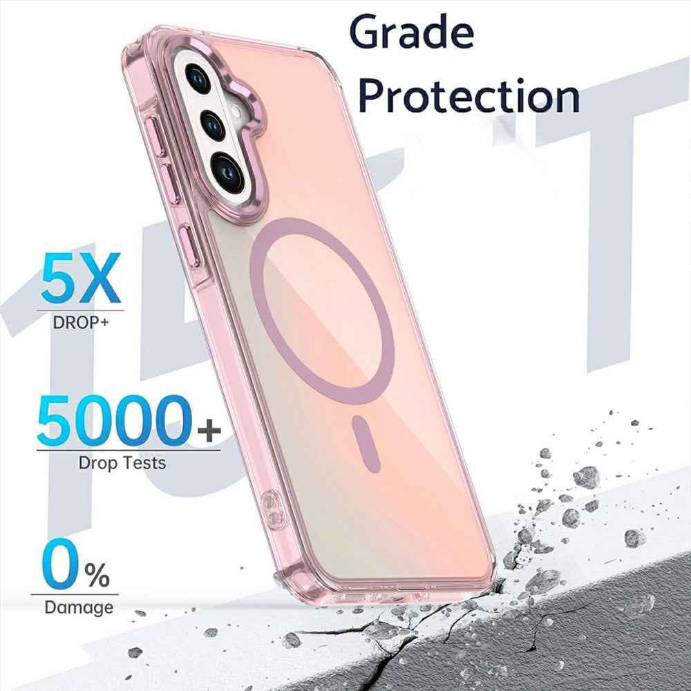 For Samsung Galaxy A57 5G Magnetic Case Cute Fluorescent Design TPU Phone Back Cover - White