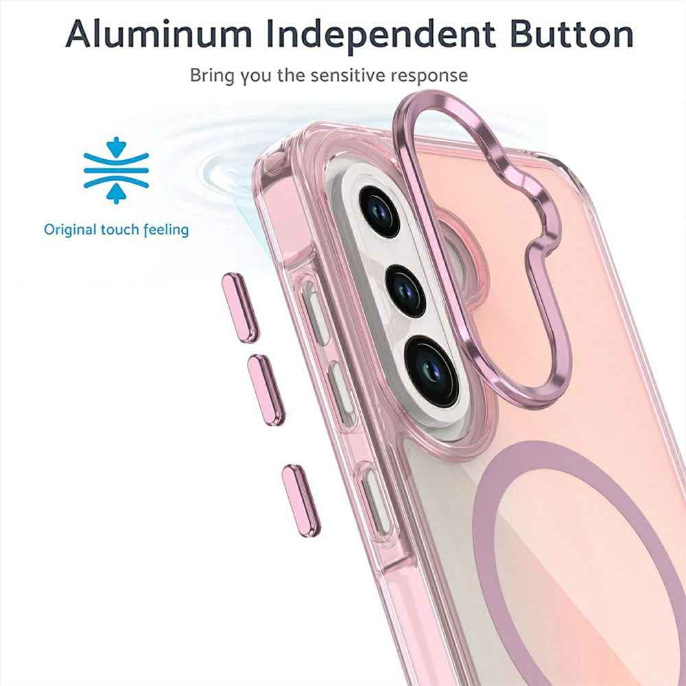 For Samsung Galaxy A57 5G Magnetic Case Cute Fluorescent Design TPU Phone Back Cover - White