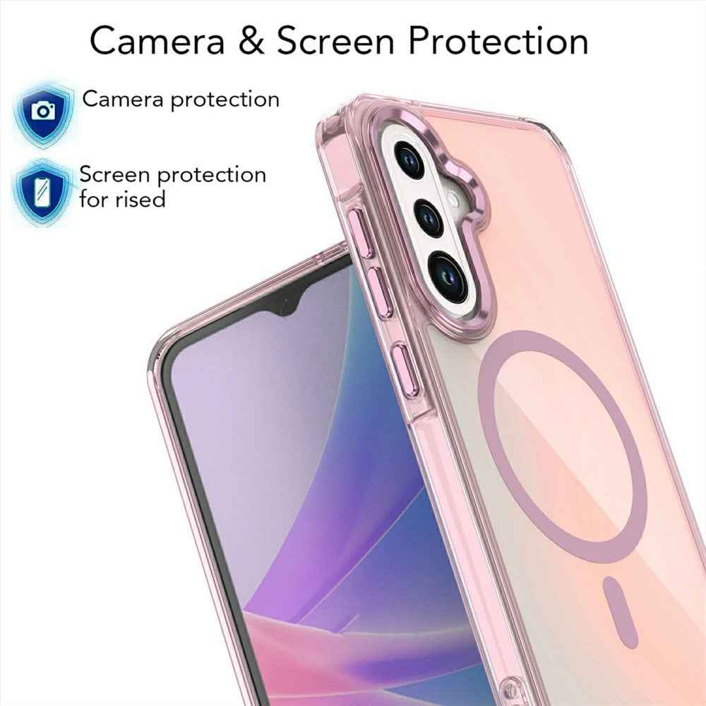 For Samsung Galaxy A57 5G Magnetic Case Cute Fluorescent Design TPU Phone Back Cover - White