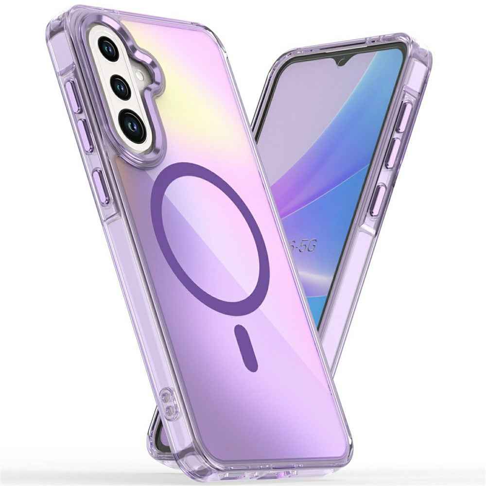 For Samsung Galaxy A57 5G Magnetic Case Cute Fluorescent Design TPU Phone Back Cover - Purple