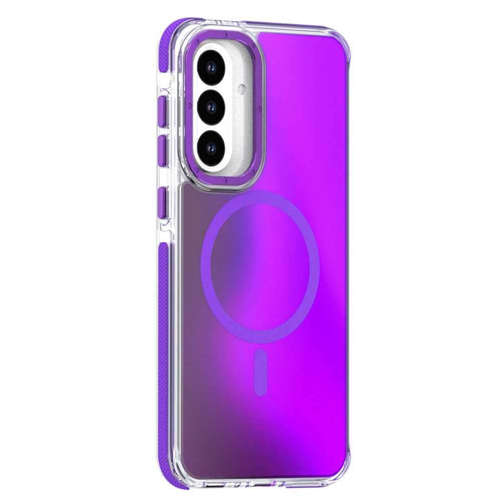 For Samsung Galaxy A57 5G Magnetic Case Cute Fluorescent Design TPU Acrylic Phone Back Cover - Purple