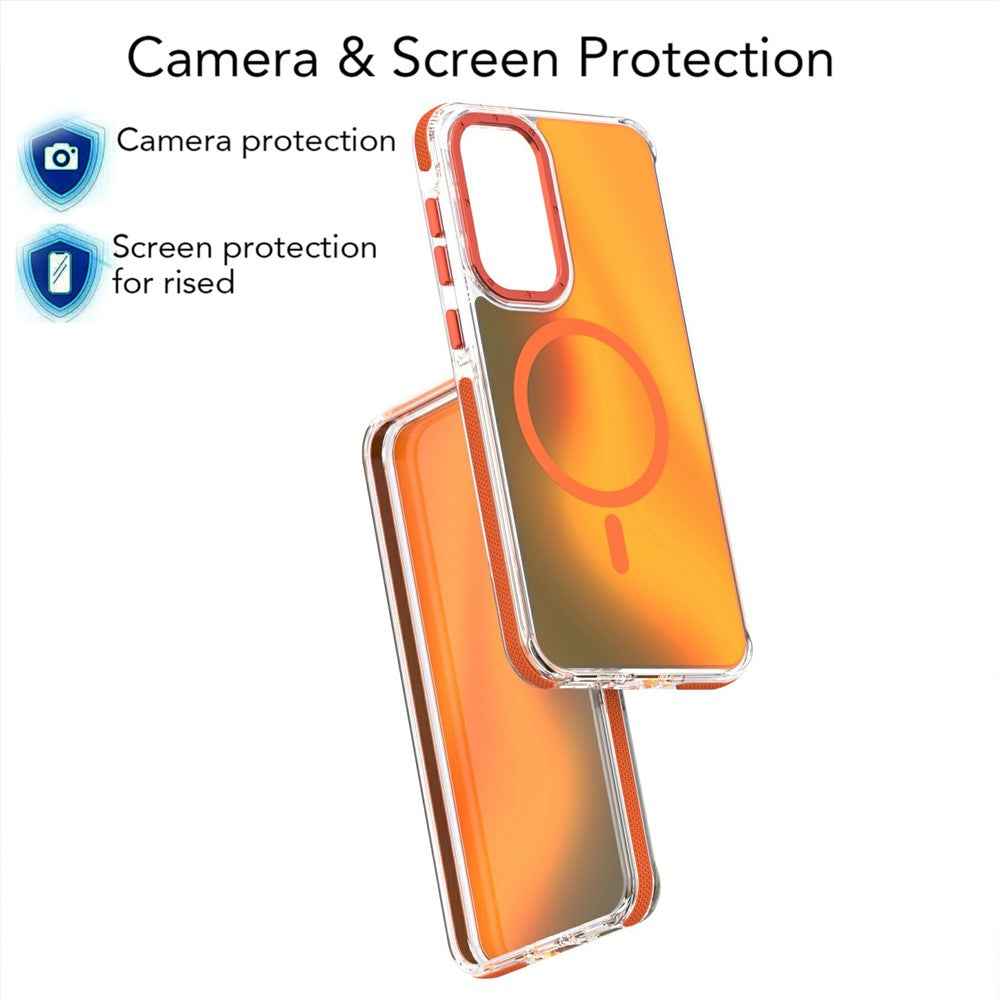 For Samsung Galaxy A57 5G Magnetic Case Cute Fluorescent Design TPU Acrylic Phone Back Cover - Purple