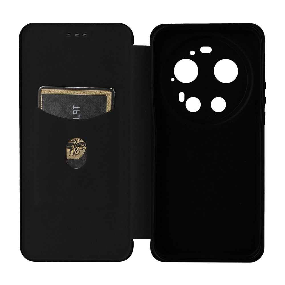 For Xiaomi 17 Ultra 5G Case Carbon Fiber Texture Drop-Proof PU Leather Phone Cover - Black