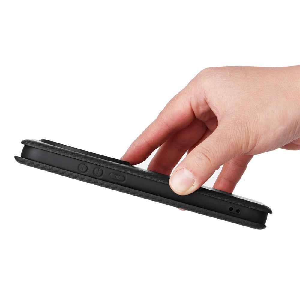 For Xiaomi 17 Ultra 5G Case Carbon Fiber Texture Drop-Proof PU Leather Phone Cover - Black