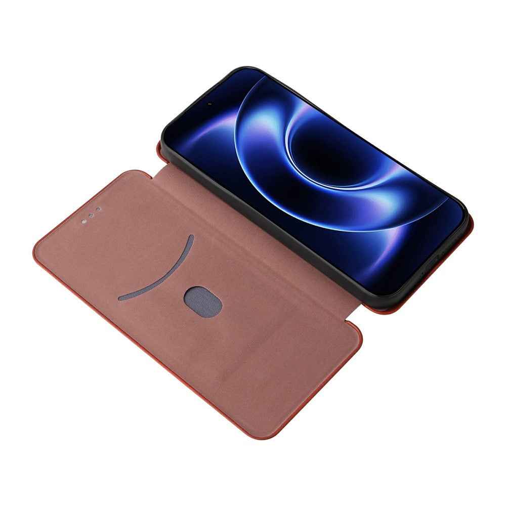 For Xiaomi 17 Ultra 5G Case Carbon Fiber Texture Drop-Proof PU Leather Phone Cover - Brown